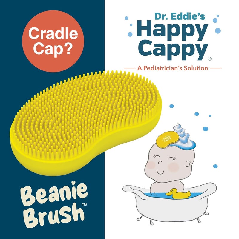 Happy Cappy فرشاة بياني - فرشاة لعلاج قشرة الرأس للأطفال، للعناية بالبشرة الجافة، مقشر لطيف لفروة رأس الطفل أثناء الاستحمام، يساعد في التخلص من القشرة والرقائق، سيليكون آمن للطعام، خالي من BPA - Image 2